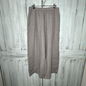 WOMENS BRYN WALKER GRAY 100% LINEN WIDE LEG CASBAH CROPPED LAGENLOOK PANTS XL
